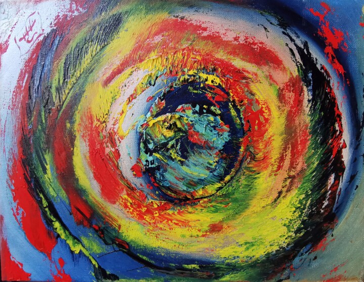 Colorful Abstract Oil Painting – Swirl Texture Wall Art