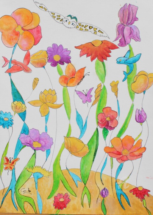 Peinture intitulée "Avril" par Corinne Brossier (Atelier de l'imaginaire), Œuvre d'art originale, Acrylique