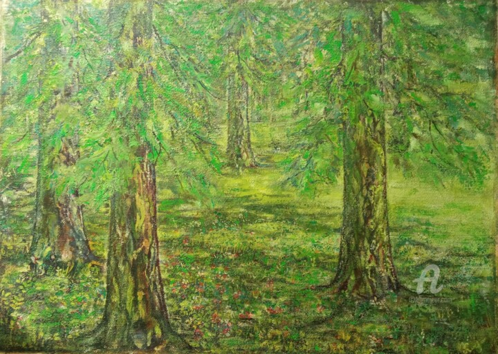 Лиственничный лес Tablo, 23,6x31,5 in