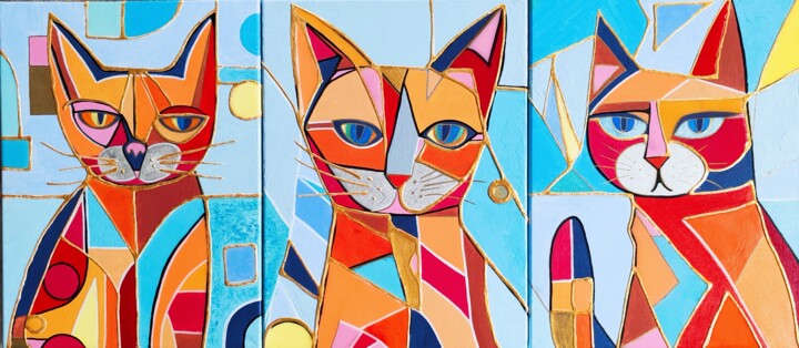 Funny cat Pittura, 15,8x35,4 in