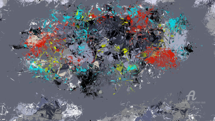Digital Arts titled "Meteorite floating…" by Albert Deak, Original Artwork, Digital Painting