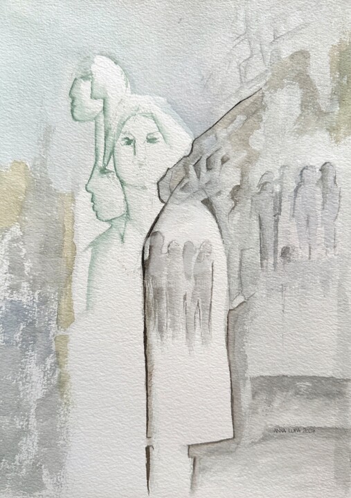 Peinture intitulée "Biała melodia" par Anna Lupa-Suchy, Œuvre d'art originale, Aquarelle