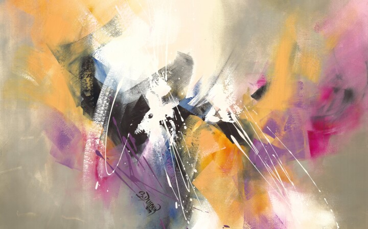 ABSTRACTO NARANJA Y ROSA 绘画, 19.7x29.9 in