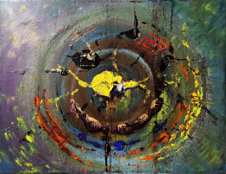 Textured impasto painting with palette knife effects