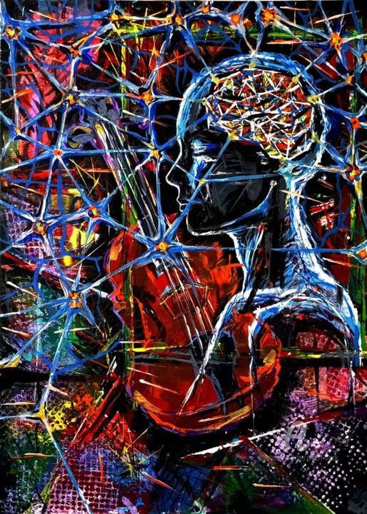 The two universes and their inner music 绘画, 33.1x23.4 in