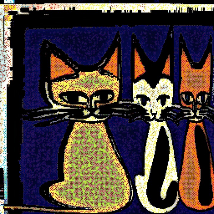 Trois chats (collection AI et travail manuel) 数字艺术, 13.8x13.8 in