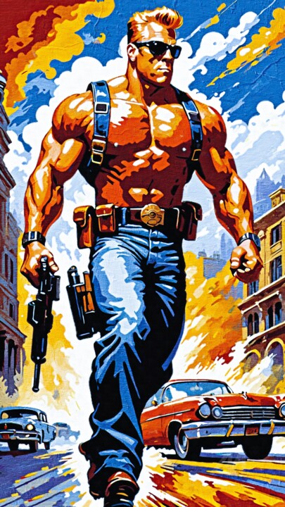 "The Glorious Bastard: Duke Nukem Debuts" 数字艺术
