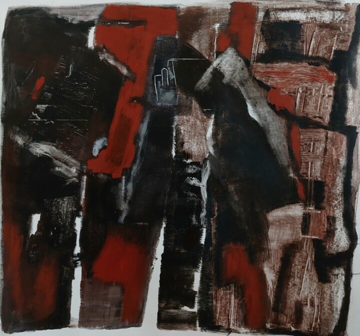 Biblio sombre dans ces 2 quinquennats. Schilderij, 27,6x28,7 in