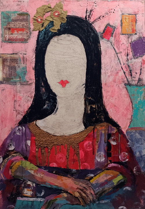Painting titled "NOTA 7 GIOCONDA" by Josep Pozo, Original Artwork, Acrylic Mounted on Wood Panel
