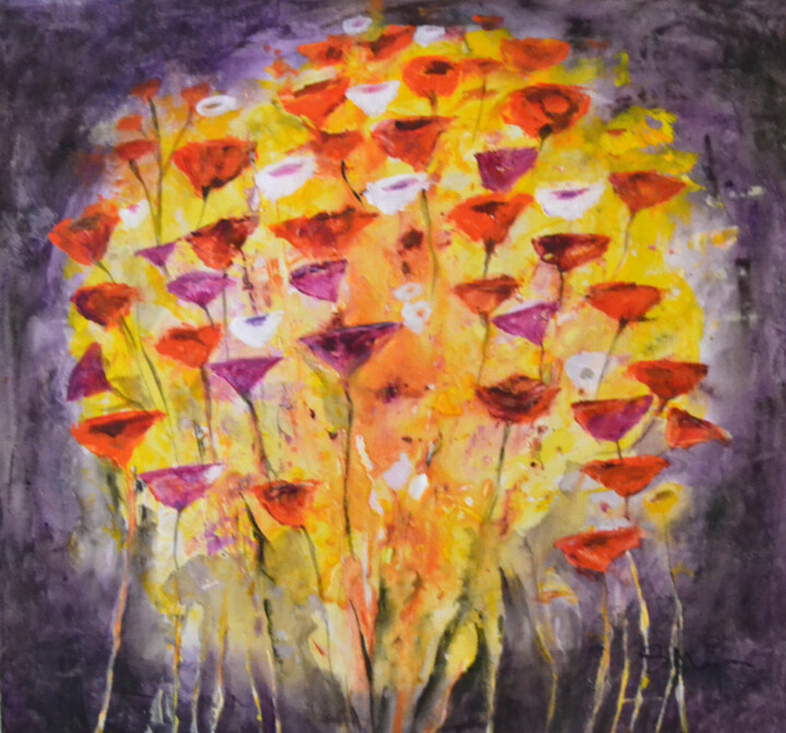 Painting titled "Aglow" by Susan Monk, Original Artwork, Acrylic