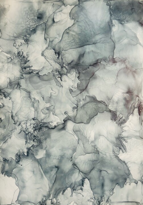 Painting titled "Monochrome Abstract…" by Violeta Allaberdieva, Original Artwork, Ink