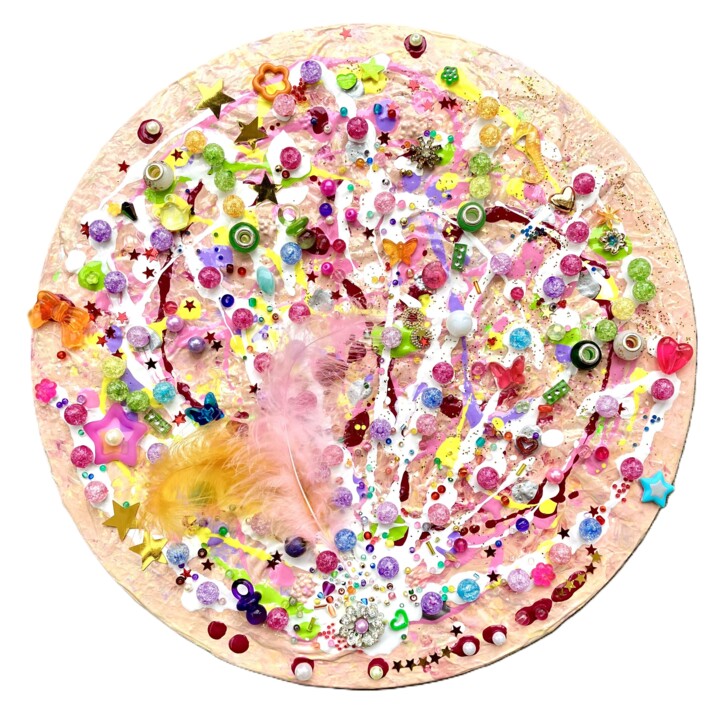 Painting titled "Sugar Rush" by Blooming Paint, Original Artwork, Acrylic Mounted on Wood Stretcher frame