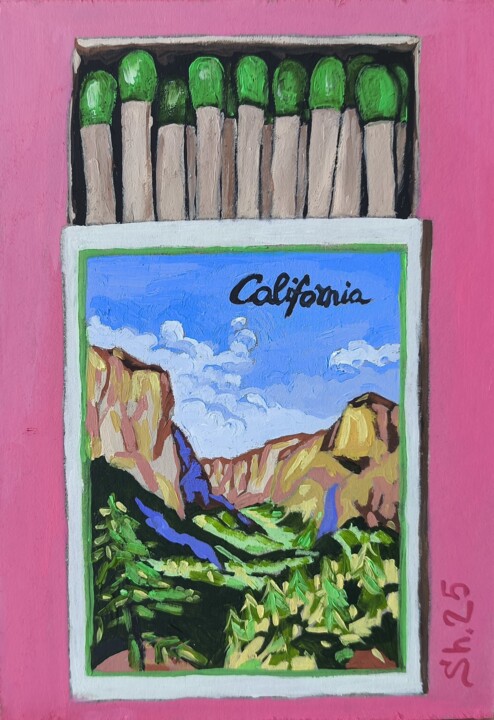 California Oil Painting Yosemite Artwork National Park Art 绘画, 8x6 in