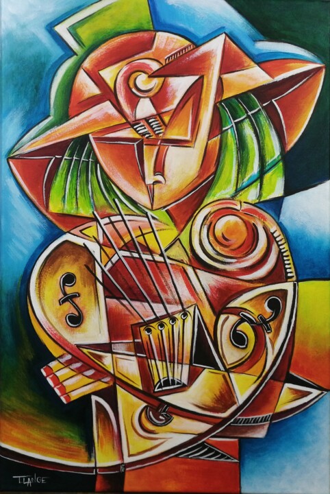 Musical Woman #M329 绘画, 23.6x15.8 in