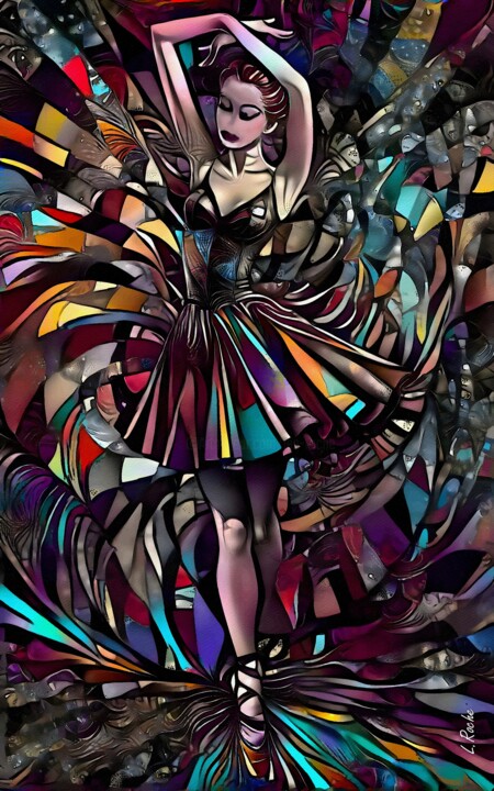 Painting titled "Patchwork Ballet" by L.Roche, Original Artwork, Acrylic Mounted on Other rigid panel