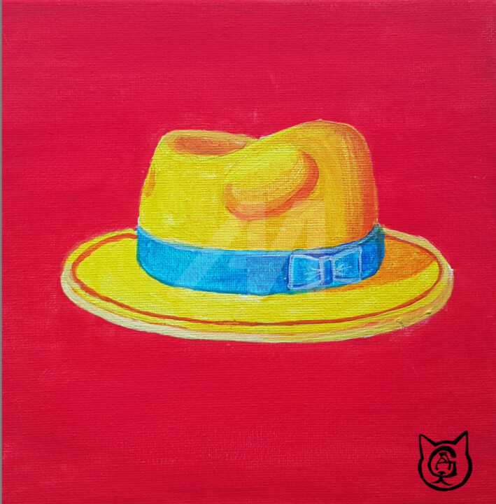 Decorative painting quadriptych "Fedora" yellow 绘画, 7.9x7.9 in
