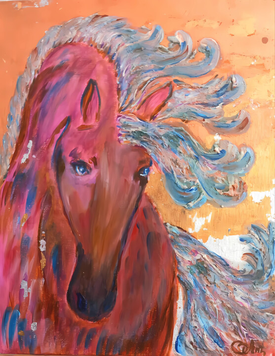 Celestial Gallop - Expressionist Horse Painting - 绘画, 11.8x9.5 in