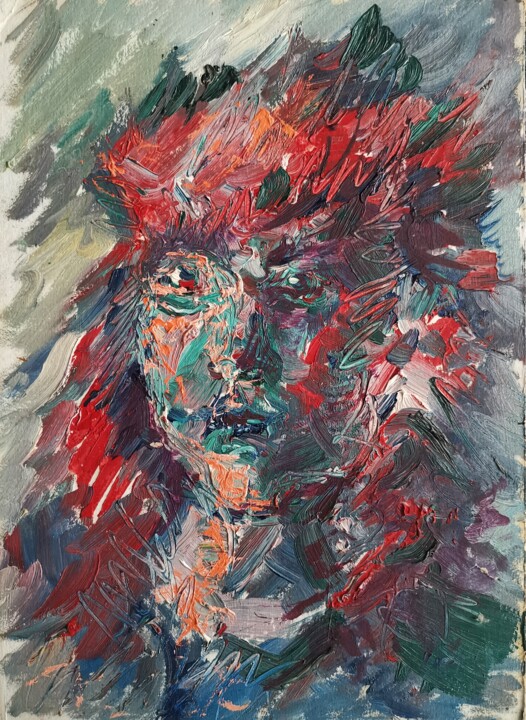 Painting titled "Portrait in color.…" by Allen Light, Original Artwork, Oil