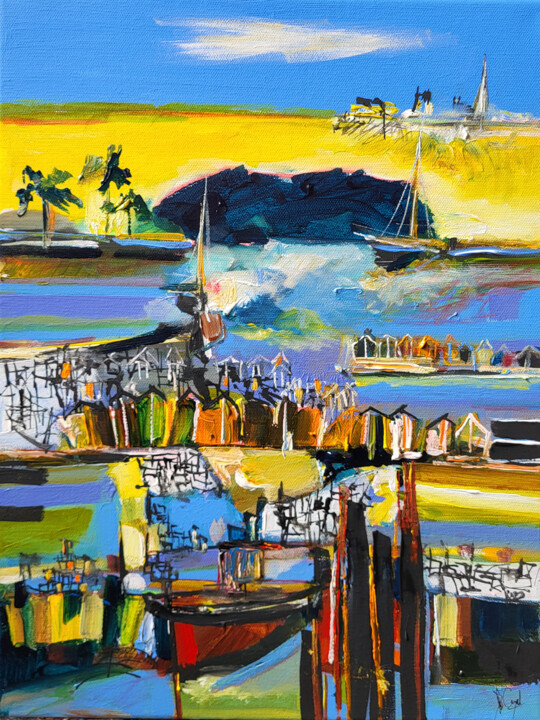 Peinture intitulée "Imaginer un pèlerin…" par Muriel Cayet, Œuvre d'art originale, Acrylique Monté sur Châssis en bois