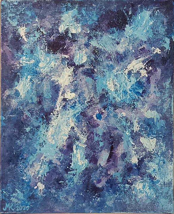 Painting titled "Turquoise dance - A…" by Mervi Korhonen, Original Artwork, Acrylic Mounted on Cardboard