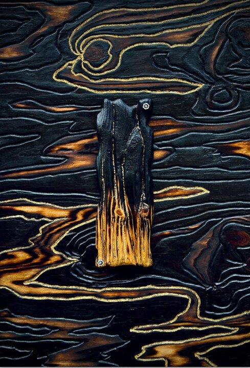 VOLCANO (GOLD 24K) 雕塑, 32x48 in