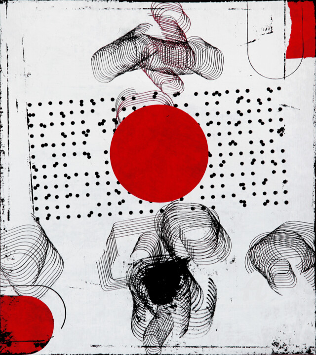 Collagen mit dem Titel "Unspoken Story 8." von Petr Strnad, Original-Kunstwerk, Collagen