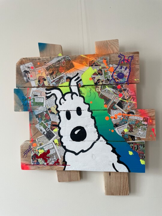 Tableau pop art Milou artiste français Vincent STREIFF 绘画, 16.9x15 in