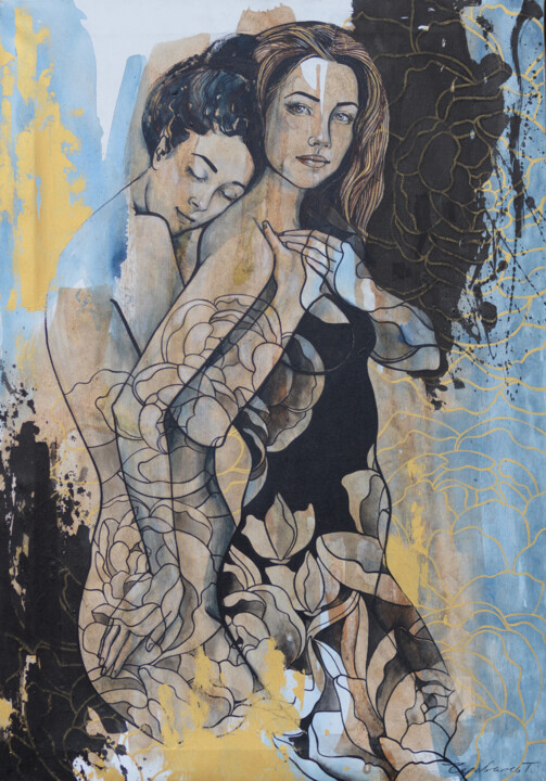 Schilderij getiteld "To love or to forget" door Tetiana Cherevan, Origineel Kunstwerk, Acryl Gemonteerd op Frame voor houten…