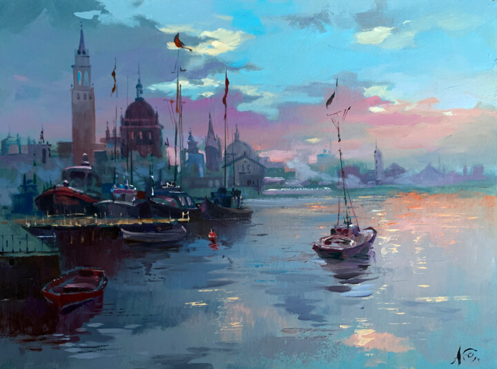 Romantic sailing Schilderij, 11,8x15,8 in