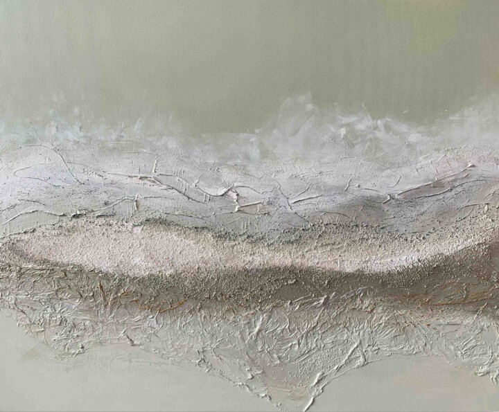 Painting titled "Vert de mer II" by Anik Lapointe, Original Artwork, Acrylic Mounted on Wood Stretcher frame