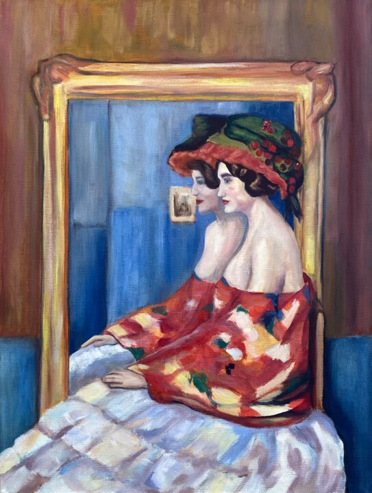 After La Belle Hortense | Impressionist oil portrait Painting, 15.8x11.8 in
