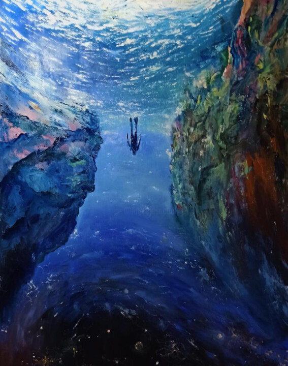 Diving into the sea depths. Картина, 39,4x31,5 in