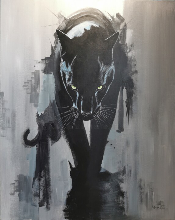 Painting titled "Des pas dans le sil…" by Ahmad Bader, Original Artwork, Acrylic