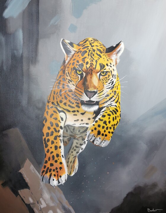 Painting titled "Nala la léoparde" by Ahmad Bader, Original Artwork, Acrylic