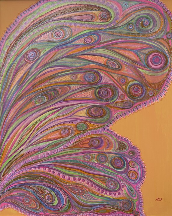 Pintura titulada "Butterfly Wing" por Olga Rokhmanyuk (ROArtUS), Obra de arte original, Acrílico Montado en Panel de madera