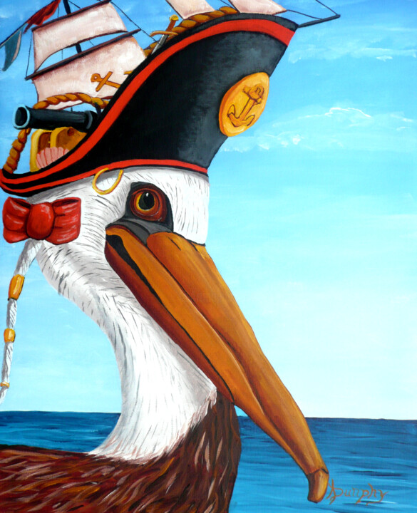 The Nautical Pelican Pittura, 20x16 in