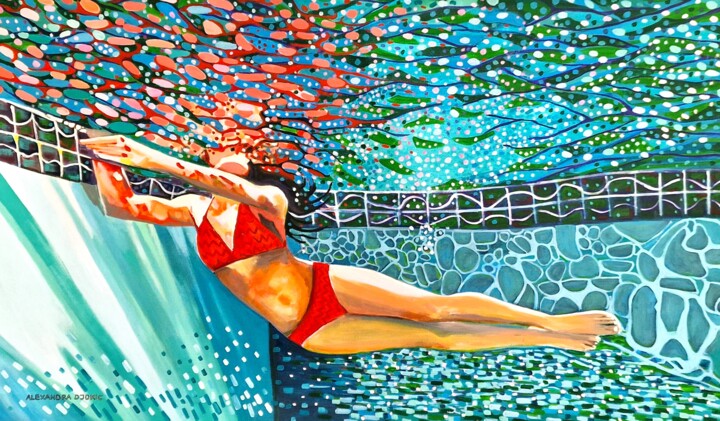 Swimmer / 156 x 90 cm Peinture, 35,4x61,4 in