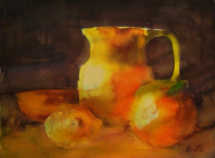 Still life in golden tones Malarstwo, 10,6x14,6 in