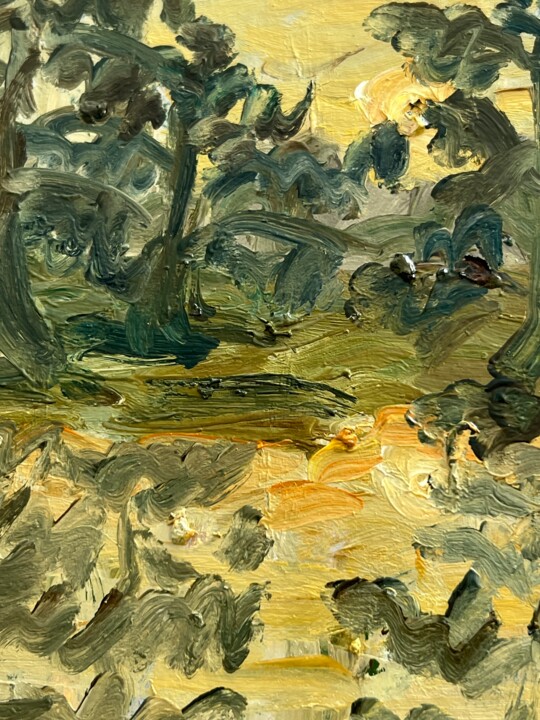 Sunset Texas Caddo Lake State Park 绘画, 7.9x6.7 in