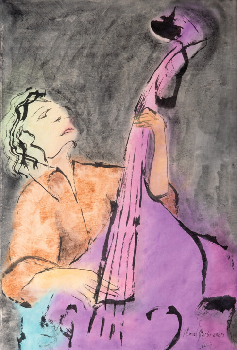 Painting titled "High Bass" by Marcel Garbi, Original Artwork, Watercolor