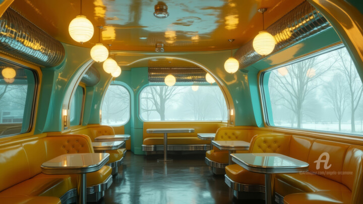 Digital Arts titled "Retro-Futuristic Di…" by Angelo Arcamone, Original Artwork, AI generated image