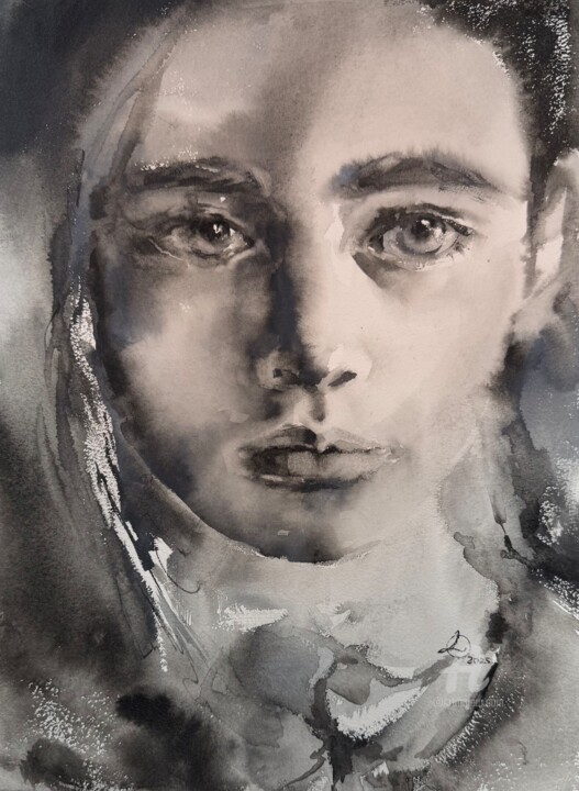 “Reflection”#3 绘画, 11x14.6 in