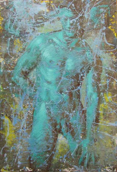 Schilderij getiteld "Spray" door Viktoria Pidvarchan, Origineel Kunstwerk, Olie Gemonteerd op Karton