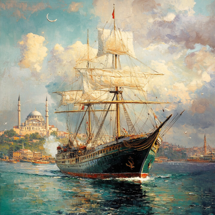 Painting titled "Большая картина в и…" by Anna S., Original Artwork, Oil
