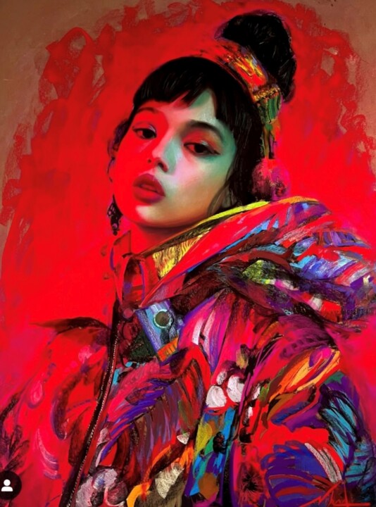 Painting titled "Lucid Enigma" by Nihad Aghazadeh, Original Artwork, Pastel