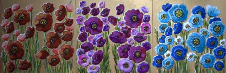 "Fiori rossi, fiori…" başlıklı Tablo Elena Dunaeva tarafından, Orijinal sanat, Akrilik Ahşap panel üzerine monte edilmiş