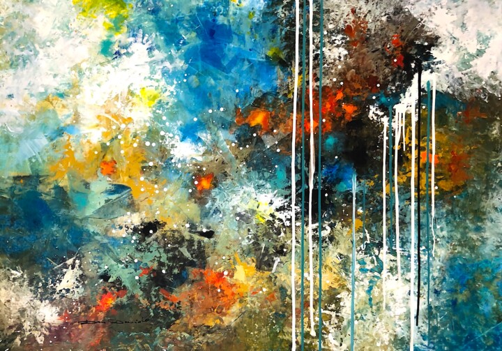 Painting titled "Raggi luminosi" by Dam Domido, Original Artwork, Acrylic