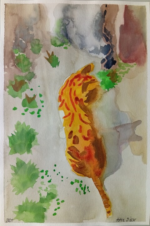 Ζωγραφική με τίτλο "Katze #10" από Hatice Diker, Αυθεντικά έργα τέχνης, Ακουαρέλα