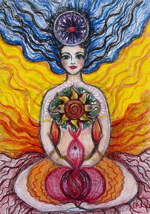 The energy picture. A woman blossoming in the Love Malarstwo, 16,5x11,4 in