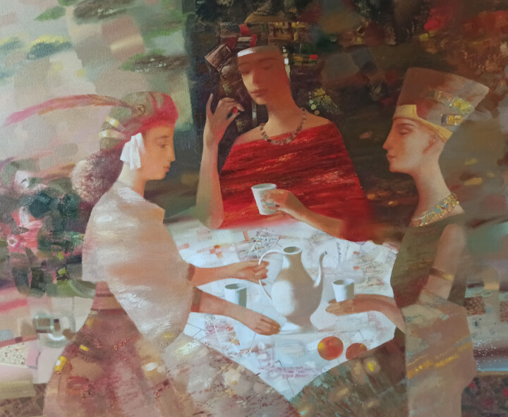 Tea party 绘画, 35.4x43.3 in